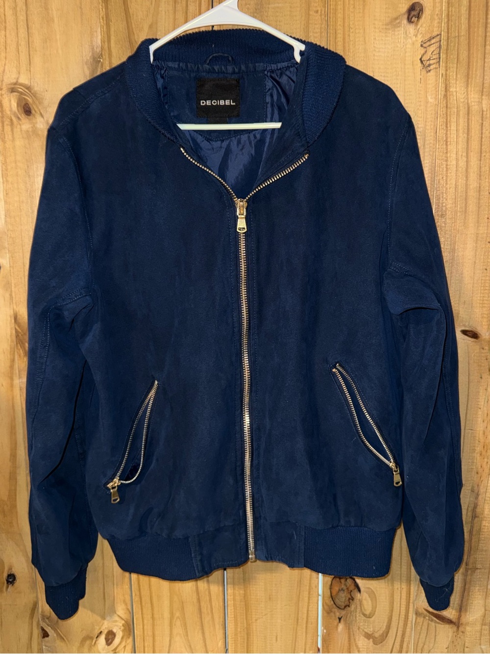 DEOIBEL Navy Suede Bomber Jacket